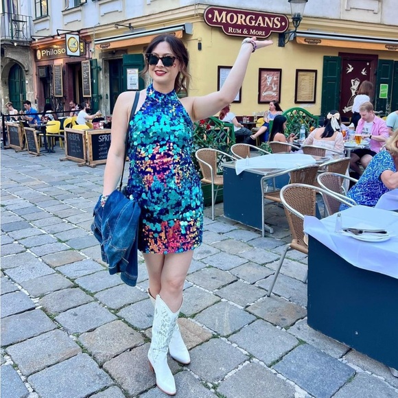 Blue Sequin Taylor Swift Eras Tour Dress M - Picture 2 of 8